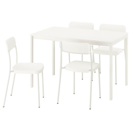 VIHALS / VIHALS Table and 4 chairs, white/white, 84/120x74 cm