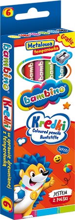 Bambino Coloured Pencils 6 Colours + Sharpener