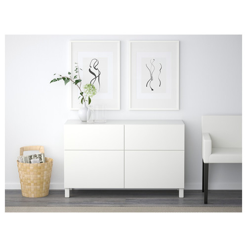 BESTÅ Storage combination w doors/drawers, white, Lappviken white, 120x40x74 cm