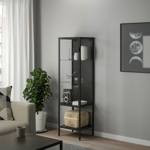 RUDSTA Glass-door cabinet, anthracite, 42x37x155 cm