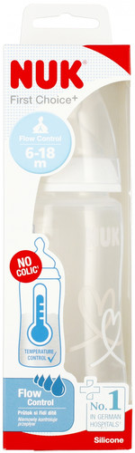NUK First Choice Plus Baby Bottle with Temperature Control 300ml 6-18m, white