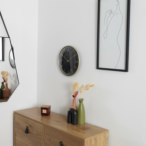 Wall Clock Luce, black/gold
