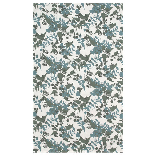 RINGBUK Tablecloth, white green/blue/leaves, 145x240 cm