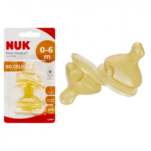 NUK First Choice+ Teat No Colic 2pcs 0-6m Size M
