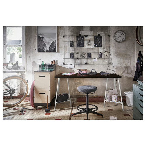 LAGKAPTEN Table top, black-brown, 140x60 cm
