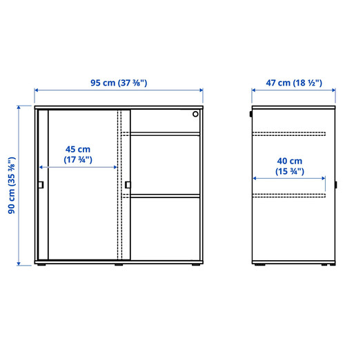 VIHALS Cabinet with sliding doors, dark grey, 95x47x90 cm