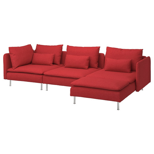 SÖDERHAMN 4-seat sofa, with chaise longue/Tonerud red