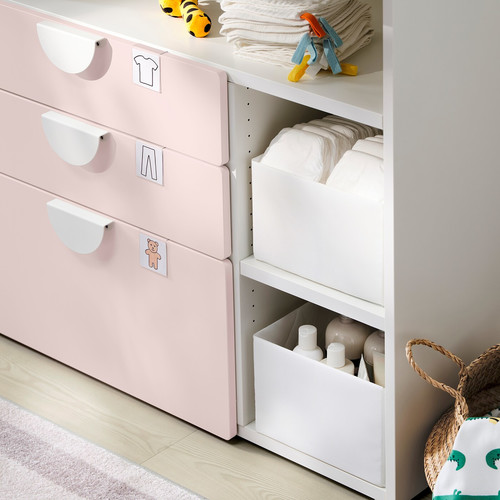 SMÅSTAD Changing table, white pale pink, with 3 drawers, 90x79x100 cm