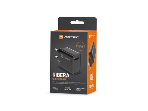 Natec USB Charger Ribera EU Plug 1x USB-A, black