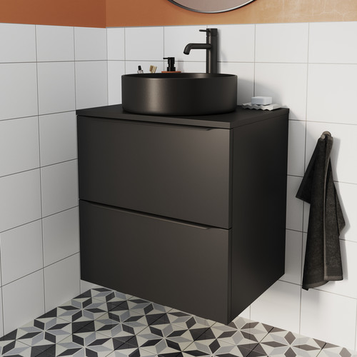 Goodhome Wall-mounted Basin Cabinet Imandra 60cm, matt black