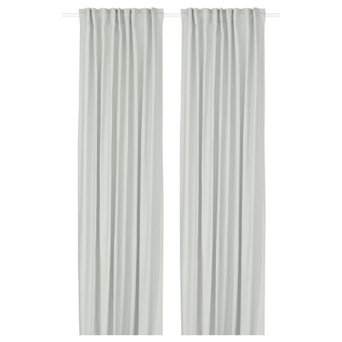 GINSTMOTT Curtains, 1 pair, white/with heading tape, 145x300 cm