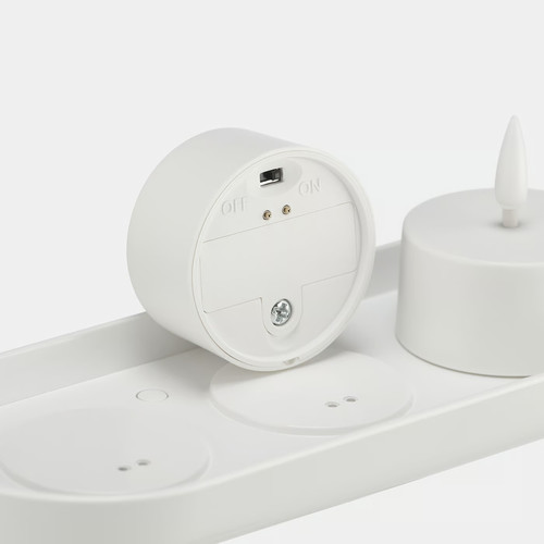SKATGÅS LED tealight kit, with charging tray white