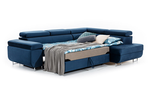 Corner Sofa-Bed Right Annabelle Monolith 77, dark blue