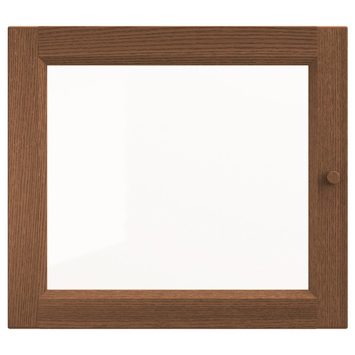 OXBERG Glass door, brown ash veneer, 40x35 cm