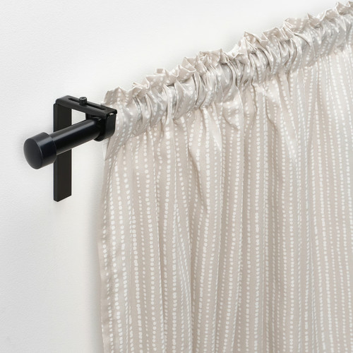 MÄSTERROT Curtains, 1 pair, beige/white dot pattern/with heading tape, 145x300 cm