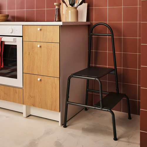 BÄSINGEN Step stool with handrail, 2-steps, anthracite