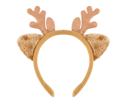 Reindeer Headband with Antlers and Ears, Light Brown