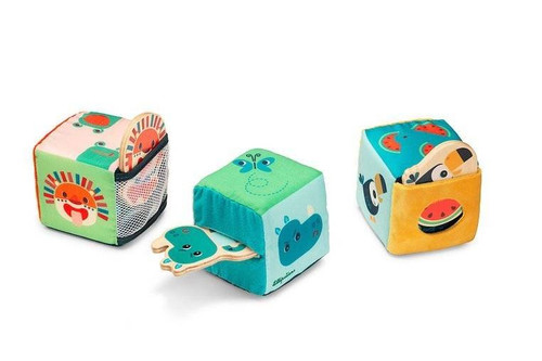 LILLIPUTIENS Set of 3 multi-functional activation cubes with hidden elements Jungle 18m+