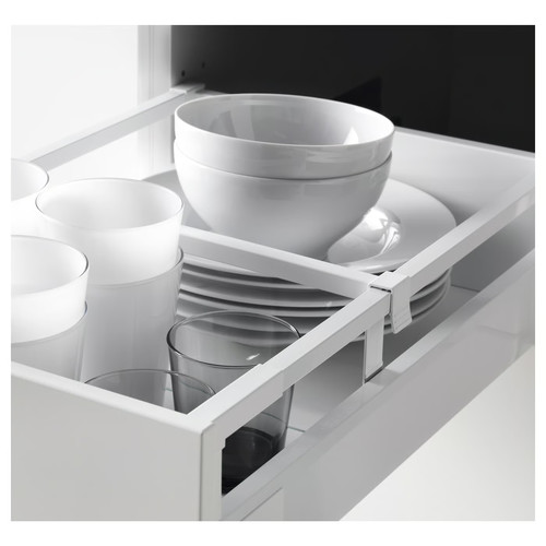 METOD / MAXIMERA High cabinet with drawers, white/Bodbyn off-white, 40x60x200 cm
