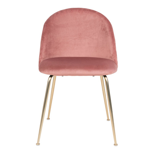 Velvet Dining Chair with Metal Legs, pink/gold