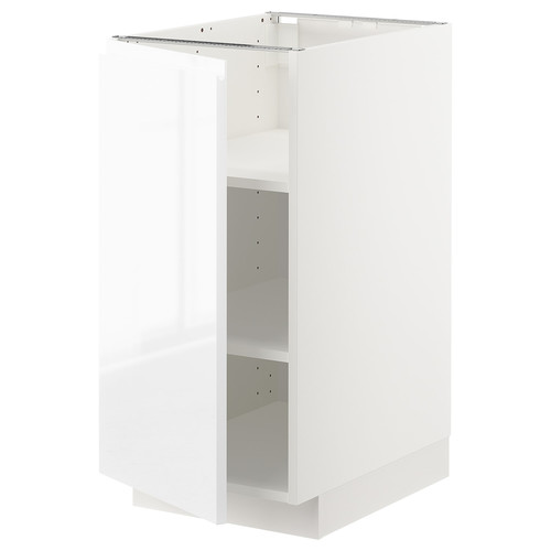 METOD Base cabinet with shelves, white/Voxtorp high-gloss/white, 40x60 cm