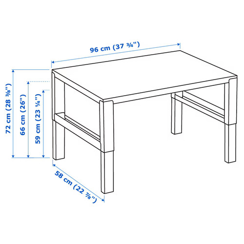 PÅHL Desk, white/turquoise, 96x58 cm