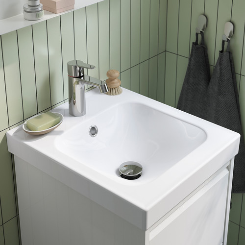 ÄNGSJÖN / ORRSJÖN Wash-stnd w drawers/wash-basin/tap, high-gloss white, 42x49x69 cm