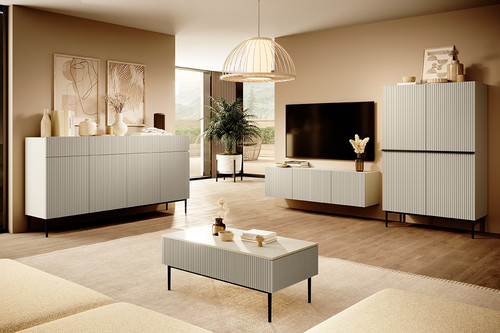 Cabinet with 4 Doors & 4 Drawers Nicole 200cm, cashmere, black legs