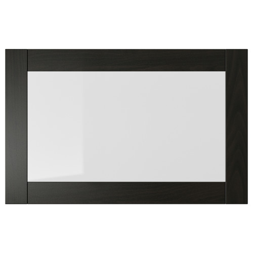 SINDVIK Glass door, black-brown, clear glass, 60x38 cm