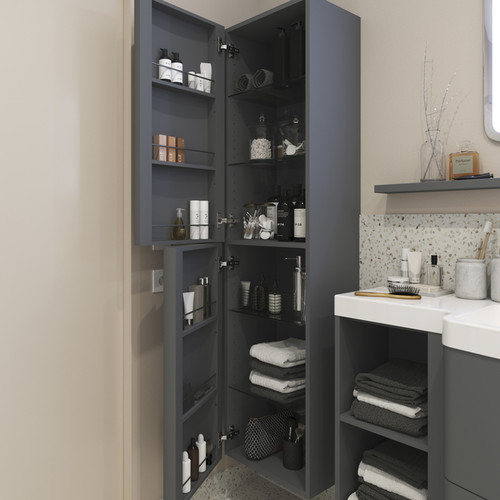 GoodHome Wall-mounted Bathroom High Cabinet Himalia 160 cm, grey