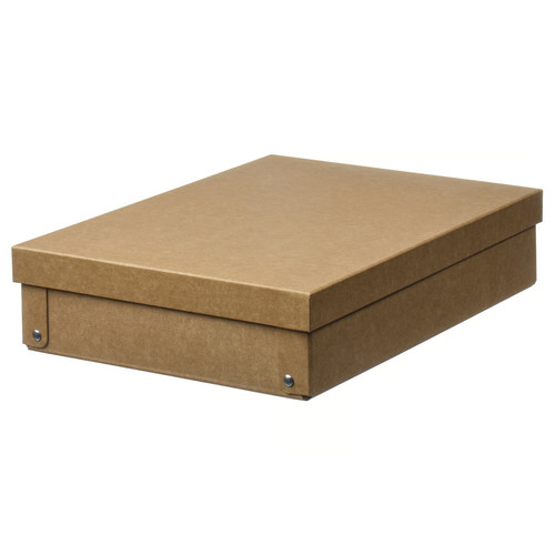 GÄRDESGÅRD Storage box with lid, natural, 25x35x8 cm