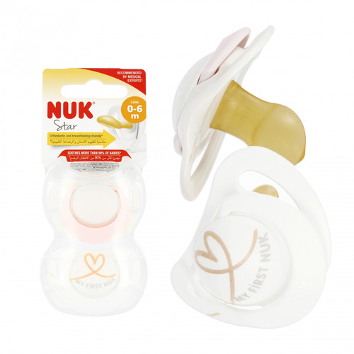 NUK Soother Pacifier Star 2pcs 0-6m, pink