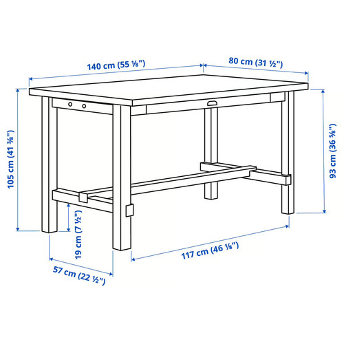 NORDVIKEN Bar table, black, 140x80 cm
