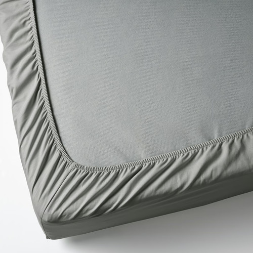 DVALA Fitted sheet, grey, 140x200 cm