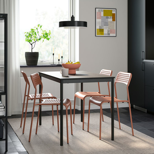 SANDSBERG Table and 4 chairs, black black/red-brown, 110x67 cm