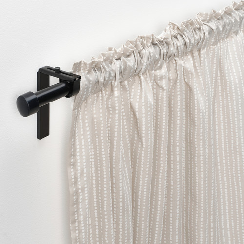 MÄSTERROT Curtains, 1 pair, beige/white dot pattern/with heading tape, 145x300 cm