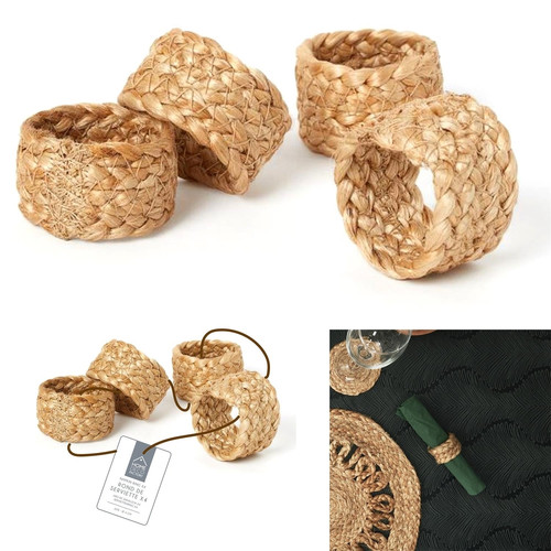 Set of 4 Napkin Rings, jute
