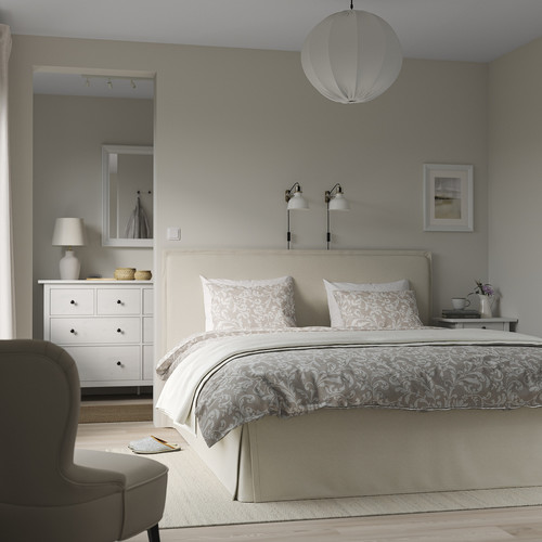 TÄRNKULLEN Upholstered bed frame, Vissle beige/Luröy, 140x200 cm
