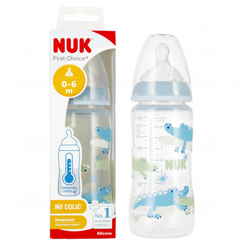 NUK First Choice Plus Baby Bottle with Temperature Control 300ml 0-6m, blue