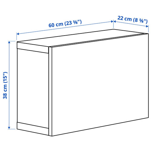 BESTÅ Wall-mounted cabinet combination, white/Lappviken light grey/beige, 60x22x38 cm