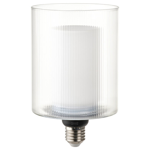 MOLNART LED bulb E27 150 lumen, cylinder glass/striped, 110 mm