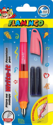Flamingo Fountain Pen Write-it + 2 Ink Cartridges, pink