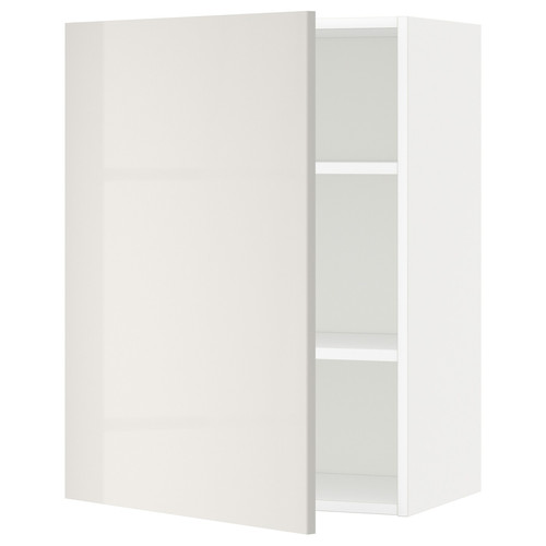 METOD Wall cabinet with shelves, white/Ringhult light grey, 60x80 cm