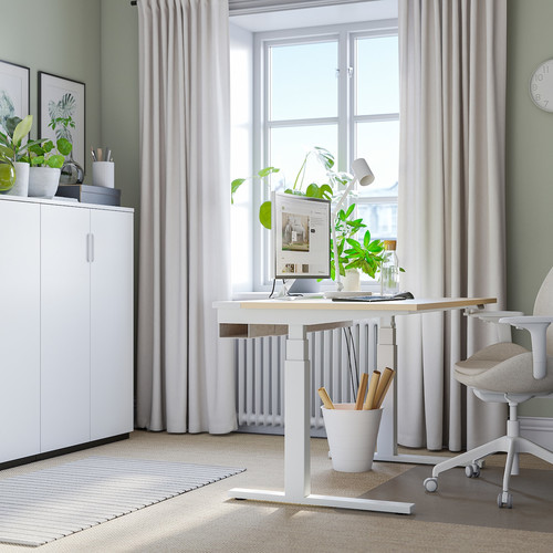 MITTZON Desk sit/stand, electric birch veneer/white, 120x60 cm