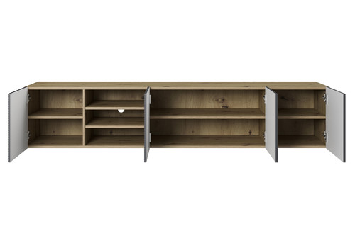 Wall-Mounted TV Cabinet with Shelves Asha 200 cm, artisan/rivier stone mat