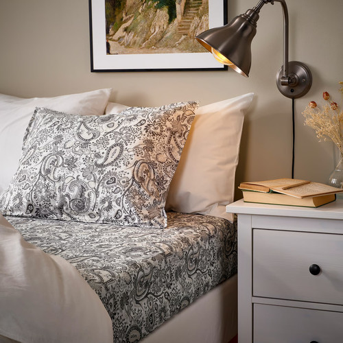 RODGERSIA Pillowcase, grey/white, 50x60 cm