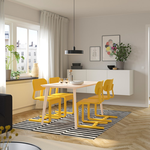 LYCKAN Chair, yellow/birch veneer