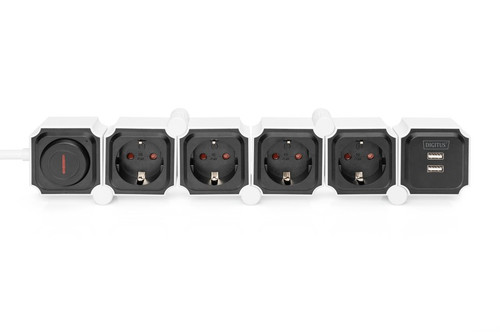 Digitus Flexible Power Strip 4-way with 2 USB Ports and Switch