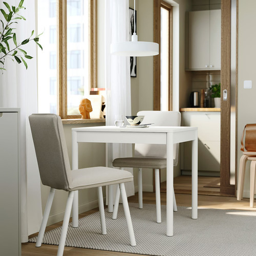 TONSTAD / TONSTAD Table and 2 chairs, off-white/Fridtuna light beige off-white, 80/120x70 cm