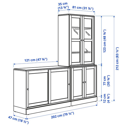 HAVSTA Storage combination w sliding doors, white, 202x47x212 cm